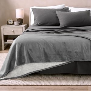 Manta de vellón Sherpa Bare Home - Manta tamaño King - Manta para cama, sofá, sillón, camping, viajes y regalos - Cálida y ligera - Manta de felpa suave y esponjosa - Reversible (King, gris)