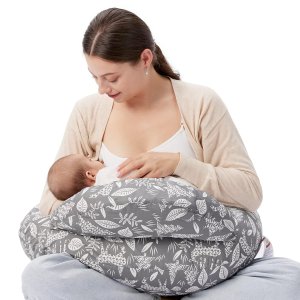 Almohada de lactancia Momcozy Original, almohadas ergonómicas para lactancia con valla de seguridad para bebé, correa de cintura ajustable y funda de algodón extraíble, Gazelle